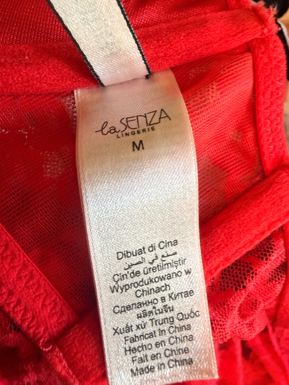 La SENZA Red and Black Lace Babydoll Chemise with Ribbon M - Picture 7 of 16